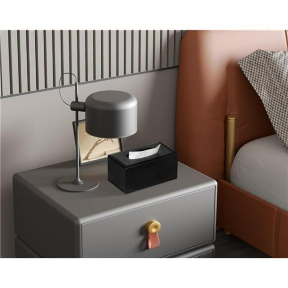 Black rectangular tissue box cover faux leather tissue holder for bathroom bedro - Picture 6 of 7